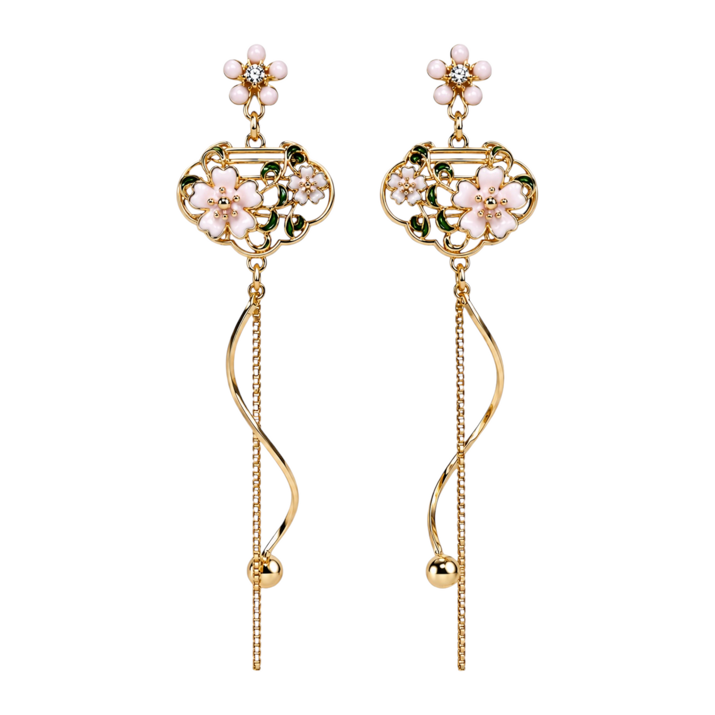 Blush Blossom Heart Vine Earrings