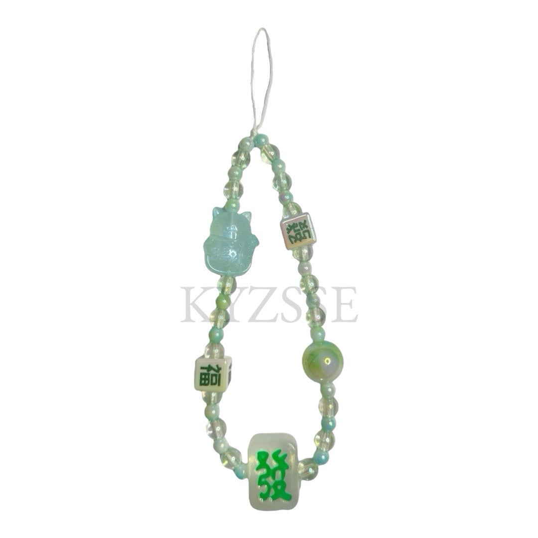 Lucky Fa Cai Mahjong Phone Strap (Green)