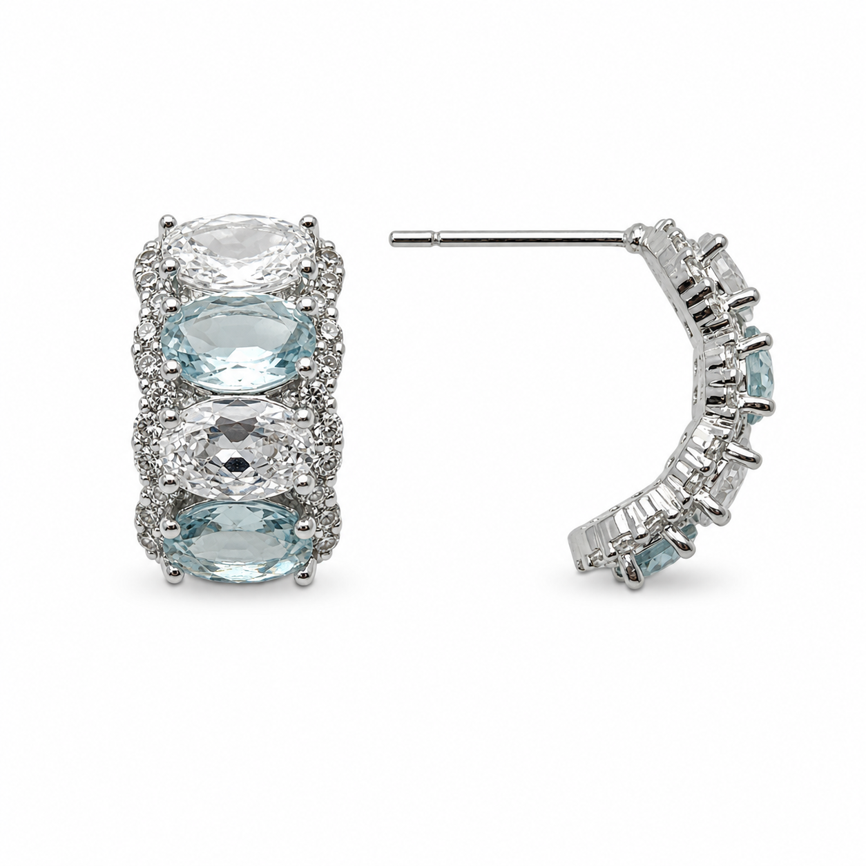 Aurélie Oval Crystal Hoop Earrings