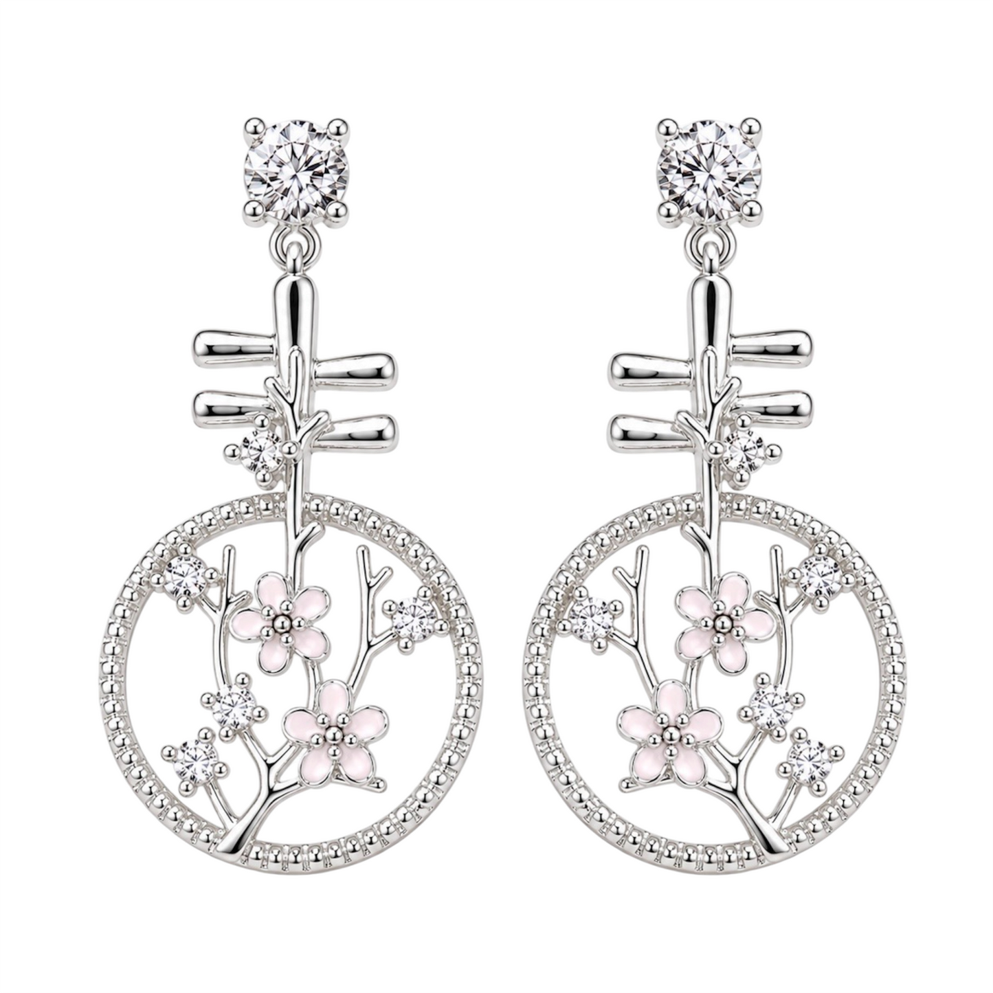 Silver Sakura Garden Earrings