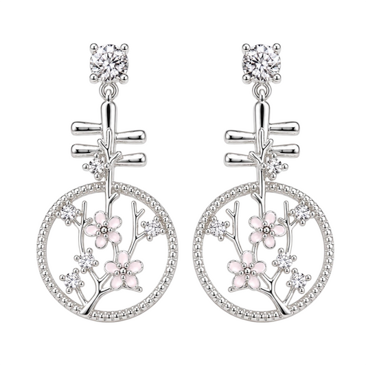Silver Sakura Garden Earrings
