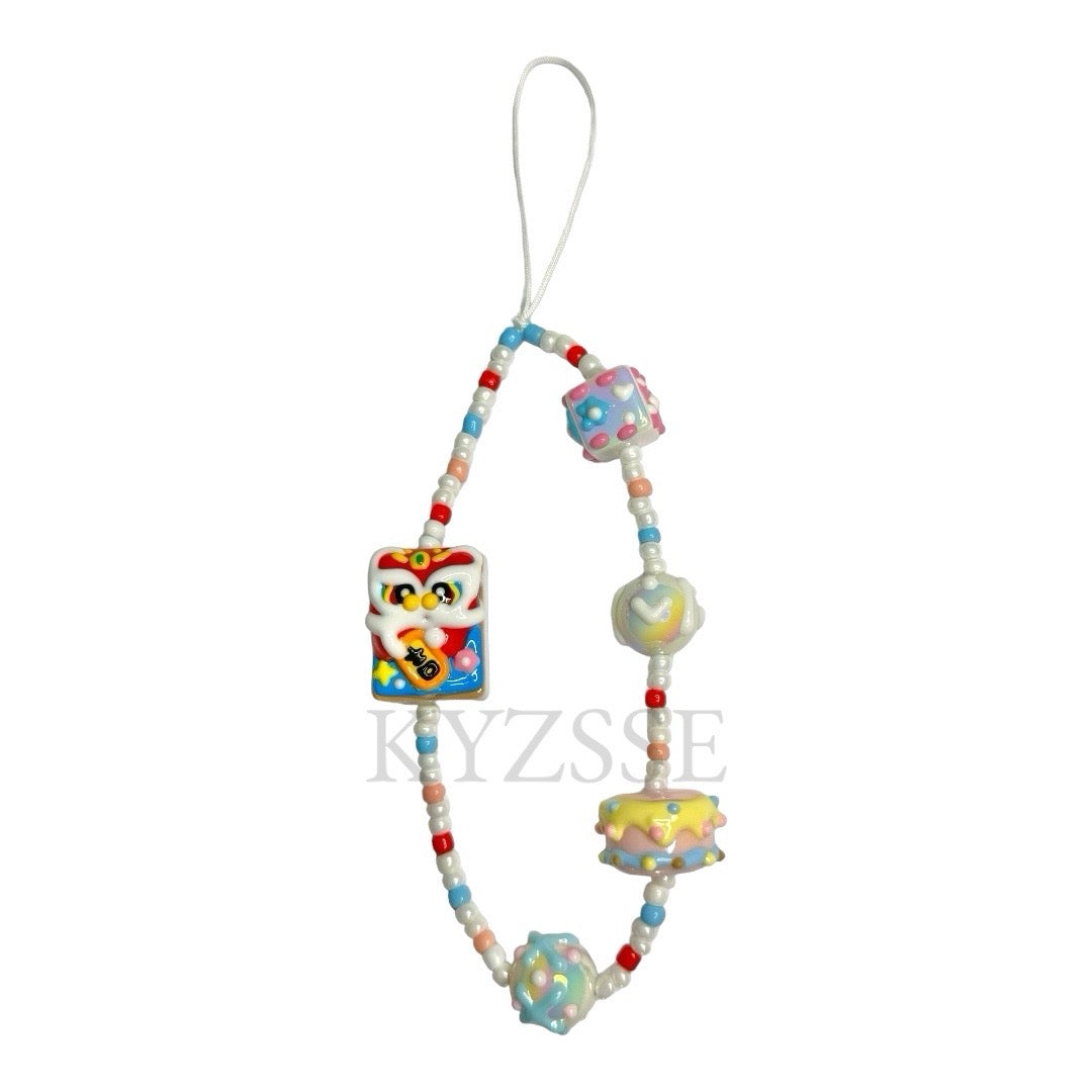 Lion Dance Tile Phone Strap