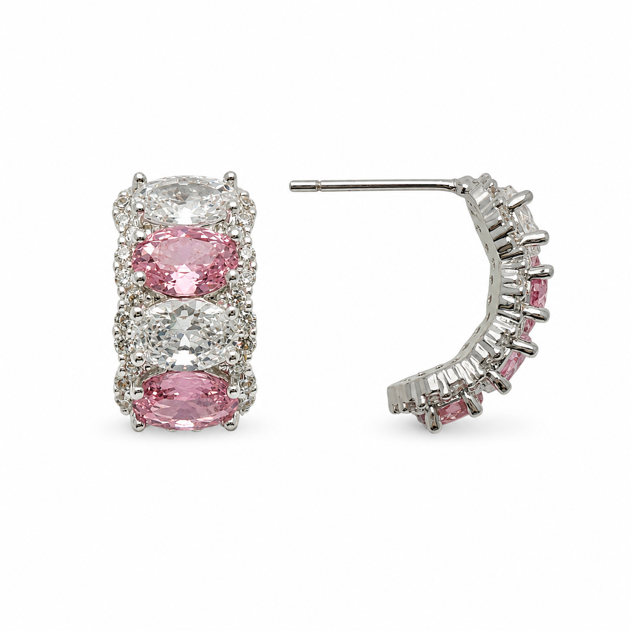 Aurélie Oval Crystal Hoop Earrings