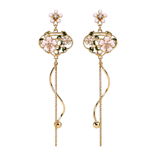 Blush Blossom Heart Vine Earrings