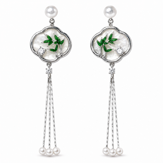 Pearl Bamboo Pond Tassel Earrings