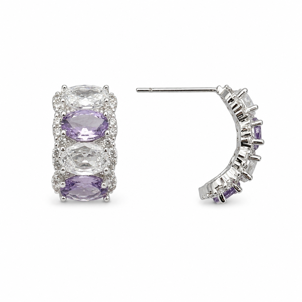 Aurélie Oval Crystal Hoop Earrings